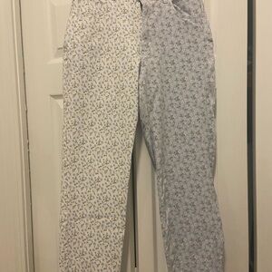 Hollister Floral Straight Leg Lounge Pants - White & Light Blue